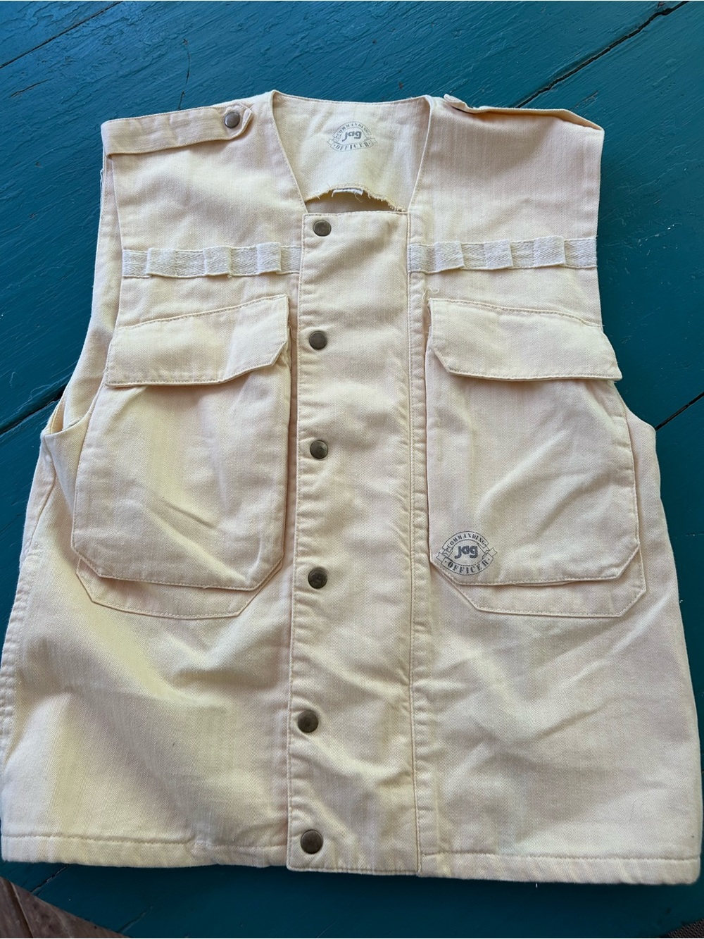 Vintage 90s JAG Jeans Commanding Officer Cargo Vest yellow Canvas Utility Gilet